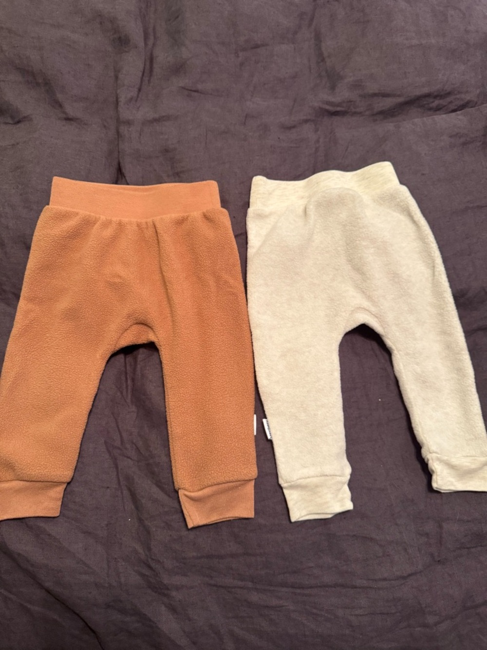 12 months Gerber Cozy Fleece Bottoms - Rust & Cream so soft - 2 pairs one price